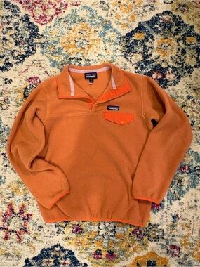 Patagonia Orange Fleece Quarter Button Up